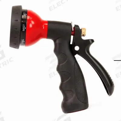 APPROVED VENDOR Garden Hose Nozzle: Adj Stream, Rear Trigger, 8 No. Spray Patterns - Pistol-Grip Nozzles