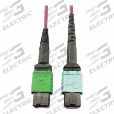 EATON TRIPP LITE Fiber Cable: (1) 16F MPO/APC Female (Green) x (1) 12F MPO/UPC Female (Aqua) - MPO OM3 Fiber Optic Patch Cords
