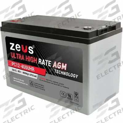 ZEUS BATTERY PRODUCTS Sealed Lead Acid Batteries: 12V DC, 104 Ah Capacity, 8.39 in Ht - AGM Sealed Lead Acid Batteries