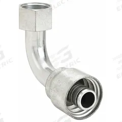 AEROQUIP Hydraulic Crimp Fitting: Steel x Steel, 90° Elbow, -12 For Hose Dash Size, ORS x Crimp (MPN 4SA12FRB12). Key specifications — Fitting Gender: Female x Genderless; Fitting Connection Type: ORS x Crimp; For Hose Dash Size: -12; Thread Size: 1-3/16"-12; Brand: AEROQUIP.