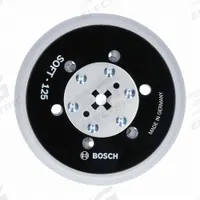 BOSCH Multi-Hole Sanding Pad: 5 in Wd, Round, Hook and Loop, Soft, For GET65-5, Rubber (MPN RSM5044). Key specifications — attr667743: Disc Backup Pad; attr667724: Round; attr667738: Multi-Hole; attr667733: Rubber; attr667729: GET65-5; attr667721: RSM5044; attr667725: BOSCH.