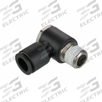 LEGRIS Push-Fit Elbow Fitting: 8 mm OD x 1/8 in Pipe Size, Push-to-Connect x NPT - Nylon & Nickel-Plated Brass Tube Fittings