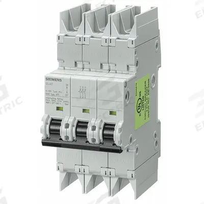 Siemens Miniature Circuit Breaker: 0.5 A Amps, 125V DC, 10kA at 277/480V AC, Screw Clamp - D-Curve, 3-Pole UL489 DIN Rail-Mount Miniature Circuit Breakers