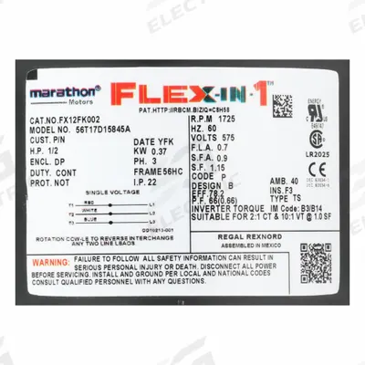 LEESON General Purpose Motor: C-Face/Universal Mount, Open Drip Proof, 1/2 hp - Leeson Flex-In-1 3-Phase General Purpose AC Motors