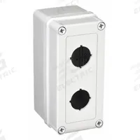 HOFFMAN Push Button Enclosure: 30mm, 2 Holes, Non-Metallic, NEMA 4X (MPN VM733-PBS2). Key specifications — attr211299: HOFFMAN; attr1043605: Washdown-Corrosion-Resistant.