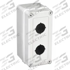 HOFFMAN Push Button Enclosure: 30mm, 2 Holes, Non-Metallic, NEMA 4X (MPN VM733-PBS2). Key specifications — attr211299: HOFFMAN; attr1043605: Washdown-Corrosion-Resistant.