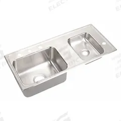 ELKAY Classroom Sink: 37 1/4 in Overall Lg, 17 in Overall Wd, 6 1/2 in Bowl Dp, 4 Faucet Holes (MPN DRKAD371765R4). Key specifications — Brand: ELKAY; Sink Material: Stainless Steel.