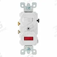 LEVITON Wall Switch: Toggle Switch, Single Pole, Maintained, White, 120V AC, 15 A (MPN 5226-W). Key specifications — Illuminated: No.