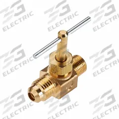 PARKER Needle Valve: Inline Valve Body, Brass, Screw-In Bonnet, 1/8 in Pipe Size, Flare x MIP, Flare (MPN NV103F-4-2). Key specifications — For Media: Water; Standards: ISO 9001; Brand: PARKER; Valve Series: NV; Connection Gender - Side 2: Male; Connection Type - Side 1: Flare; Connection Type - Side 2: IPS; Connection Type: Flare x MIP.