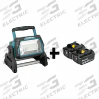 MAKITA Work Light Kit: LXT®, Work Light, 10,000 lm Max., 3 Modes, 14 1/2 in Max. Ht, 18V DC (MPN DML809 + BL1860B-2). Key specifications — attr1291275: 2 Batteries, No Charger.