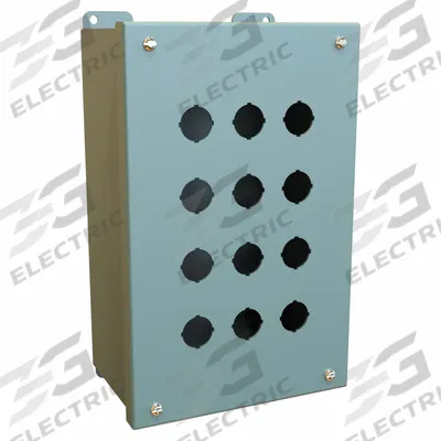 HAMMOND Push Button Enclosure: 22mm, 12 Holes, Carbon Steel - Enclosures for 22mm Operators