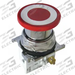 EATON Emergency Stop Push Button: Non-Illuminated, Mushroom Head Profile, Metallic, 30 mm, 1NO/1NC (MPN 10250T10B62-1X). Key specifications — Brand: EATON; Action: Momentary/Maintained/Momentary; Series: E34; Push Button Material Type: Metallic.