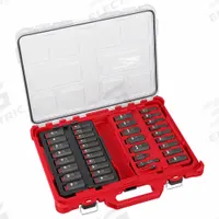 MILWAUKEE Socket Set: 3/8 in Drive, 36 Piece, 6-Point, Metric/SAE, 1/4 in to 15/16 in/6 mm to 24 mm (MPN 49-66-6805). Key specifications — attr1224269: 3/8 in; attr1204685: Not Tether Capable; attr1227399: SHOCKWAVE™ Impact Duty; attr1204650: 6 mm to 24 mm; attr1204673: Socket Bits Not Included; attr1204688: MILWAUKEE; attr1224230: Friction; attr1224354: No Thin Wall.