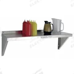NEW AGE INDUSTRIAL Wall Shelf: 60 in x 15 in x 13 in, 60 in x 15 in, 150 lb Load Capacity, Aluminum (MPN 94249). Key specifications — Material: Aluminum; Standards: NSF; Finish: Unfinished; Includes: Heavy Duty Hooks; Brand: NEW AGE INDUSTRIAL.
