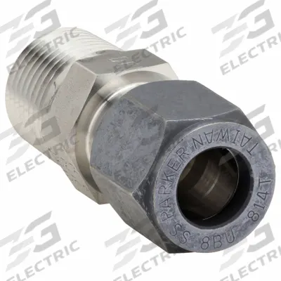 PARKER Compression Fitting Adapter: 3/4 in OD x 3/4 in Pipe size, 3/4-14 Thread Size - Flareless Bite-Type Stainless Steel Compression Fittings