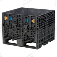 BUCKHORN Collapsible Bulk Container: 8.4 cu ft, 32 in x 30 in x 25 in, Lid Not Included, 4-Way Entry (MPN BN3230252010000). Key specifications — Brand: BUCKHORN; Stackable: Stacking Capable; Shape: Rectangular; Runner Location: Long Side; Fork Entry: 4-Way Entry; Container Wall Type: Solid; Mobility: Stationary; Collapsible: Collapsible.