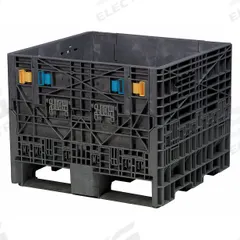 BUCKHORN Collapsible Bulk Container: 8.4 cu ft, 32 in x 30 in x 25 in, Lid Not Included, 4-Way Entry (MPN BN3230252010000). Key specifications — Brand: BUCKHORN; Stackable: Stacking Capable; Shape: Rectangular; Runner Location: Long Side; Fork Entry: 4-Way Entry; Container Wall Type: Solid; Mobility: Stationary; Collapsible: Collapsible.