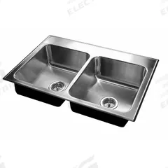 JUST MANUFACTURING Kitchen Sink: 29 in Overall Lg, 22 in Overall Wd, 7 1/2 in Bowl Dp, 2 Bowls (MPN DL2128A3-J). Key specifications — Brand: JUST MANUFACTURING; Color Family: Silver/Gray.