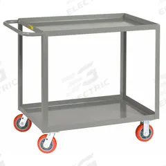 LITTLE GIANT Utility Cart: 2,000 lb, 60 in L x 30 in W Shelf, 2 Shelves, Gray, Flat (MPN LGL-3060-6PY). Key specifications — Caster/Wheel Configuration: (2) Swivel; Brand: LITTLE GIANT; Caster Wheel/Tread Material: Polyurethane.