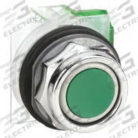 SCHNEIDER Flush Push Button Operator: Non-Illuminated, Flush Profile, Metallic, 30 mm, 1NO (MPN 9001KR1GH5). Key specifications — Brand: SCHNEIDER; Action: Momentary; Series: 9001K; Push Button Material Type: Metallic.