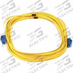 MONOPRICE Fiber Optic Patch Cord: Single Mode, 5 m Lg, LC End 1, LC End 2, Yellow, PVC (MPN 3651). Key specifications — Fire Rating: Riser; Jacket Material: PVC; Number of Fibers: Duplex; Brand: MONOPRICE; _Fiber Optic Cable Style: 9/125µ OS2.