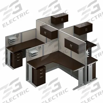 BUSH BUSINESS FURNITURE Modular Cubicle Workstation: 62 7/8 in Overall Ht, 129 in Overall Wd - Office Cubicles with Privacy Panels