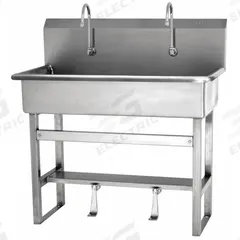 SANI-LAV Wash Station: 45 in Overall Ht, 37 in Bowl Lg, 8 in Bowl Dp, 2 gpm Flow Rate, 16 ga (MPN 54F1). Key specifications — Includes Side Splash: Side Splash Not Included; Brand: SANI-LAV.