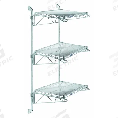 APPROVED VENDOR Wire Wall Shelf: 24 in x 18 in, 3 Shelves, 400 lb Load Capacity per Shelf - Adjustable-Height Stainless Steel Wire Wall-Mount Shelving