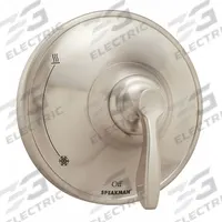 SPEAKMAN Pressure Balance Valve Trim: Compatible Product Type Chelsea Shower Faucet Valves, Plastic (MPN SM-10000-P-BN). Key specifications — Compatible Product Type: Chelsea Shower Faucet Valves; Brand: SPEAKMAN; Trim Plate Material: Plastic; Product Type: Tub and Shower Valve; Trim Plate Shape: Circle; Handle Material: Zinc; Trim Finish/Color: Nickel.