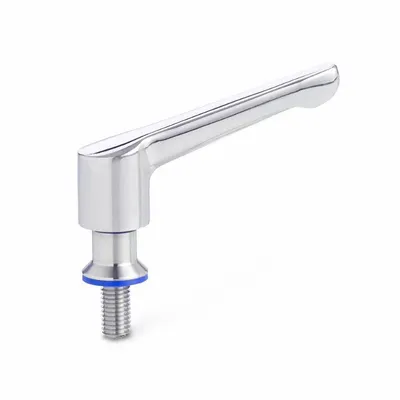 JW WINCO Adjustable Lever: SS, M6x1 Thread, 0.47 in Thread Lg - Hygienic Adjustable Tension Levers with Threaded Stud