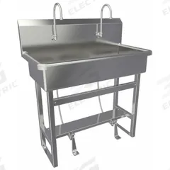 SANI-LAV Wash Station: 45 in Overall Ht, 37 in Bowl Lg, 8 in Bowl Dp, 0.5 gpm Flow Rate, 16 ga (MPN 54F1-0.5). Key specifications — Includes Side Splash: Side Splash Not Included; Brand: SANI-LAV.
