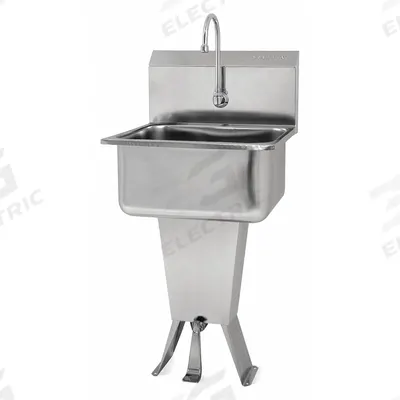 SANI-LAV Hand Sink: 41 1/2 in Overall Ht, 19 in Bowl Lg, 10 in Bowl Dp, 0.5 gpm Flow Rate - One-Station Freestanding Hand Sinks with Faucets