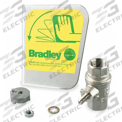 BRADLEY Ball Valve: S30-070, Compatible with Classic, Yellow, 1/2 in Inlet Pipe Size - Eyewash Activation Handles & On/Off Valves