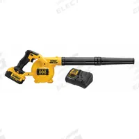DEWALT Battery-Powered Handheld Leaf Blower Kit: 20V MAX, 100 cfm Max. Air Flow, 4.0 Ah (MPN DCE100M1). Key specifications — attr976723: Blower; attr976705: 4.0 Ah; attr976738: DEWALT.