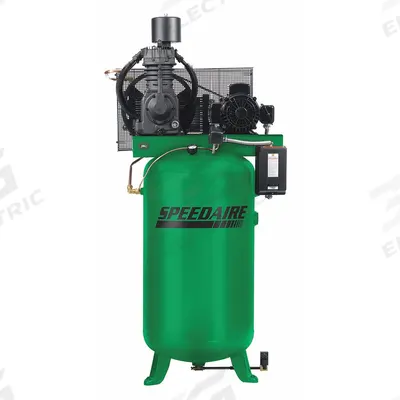 SPEEDAIRE Electric Air Compressor: 7.5 hp, 2 Stage, Vertical, 80 gal, 24.5 cfm, 175 psi - Splash Lubricated Stationary Electric Air Compressors