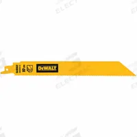 DEWALT Reciprocating Saw Blade: 10 Teeth per Inch, 9 in Blade Lg, 1 in Blade Thick, Bi-Metal, 5 PK (MPN DWAR9110). Key specifications — attr1109198: 10; attr1109200: Rigid for Straight Cuts; attr1109201: Straight; attr1109209: DEWALT.