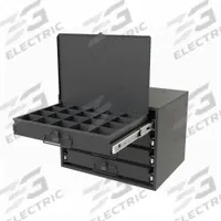 Sliding Drawer Cabinet: 15 5/8 in x 11 7/8 in x 11 7/8 in, 4 Drawers, Gray, Bearing, Assembled, Pull (MPN 307B-95-D933). Key specifications — Cabinet Color: Gray; Includes Dividers: No; Drawer Inside HxWxD: (20) 2 in x 2-1/2 in x 2-3/16 in; Stackable: Yes; Number of Compartments per Drawer: (4) 20; Brand: DURHAM MFG.