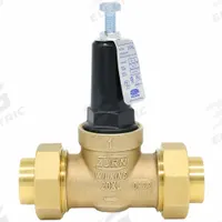 WILKINS Water Pressure Reducing Valve: FNPT, 1 in Pipe Size, Cast Bronze, 25 psi to 75 psi, NPT (MPN 1-20XLDUC). Key specifications — Brand: WILKINS; Union Type: Double Union; Low-Lead Compliance: Low-Lead Compliant.