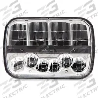 MAXXIMA Headlight: Headlight, LED, Heated, High Beam/Low Beam, Surface Mount, Bracket, H4 Connector (MPN MHLE-5X7HILO). Key specifications — Heated: Heated; Lighting Technology: LED; Beam Type: Low Beam; Electrical Connection: H4 Connector; Mount Type: Bracket; Brand: MAXXIMA; Mount Style: Surface.