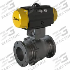 SHARPE Pneumatically Actuated Two-Way Ball Valve: 3 in Size, Carbon Steel, Flange x Flange (MPN 4350034040). Key specifications — Brand: SHARPE; Pilot Solenoid Voltage: Not Included.