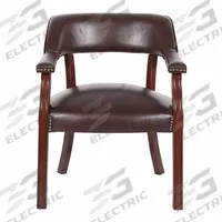 OFFICE STAR Captain's Chair: Red, Mahogany, 4 Casters/Glides, 25 1/8 in Overall Wd, 19 in Seat Ht (MPN TV230-JT4). Key specifications — Brand: OFFICE STAR; Back Material: Vinyl; Seat Material: Vinyl; Chair Material: Vinyl.