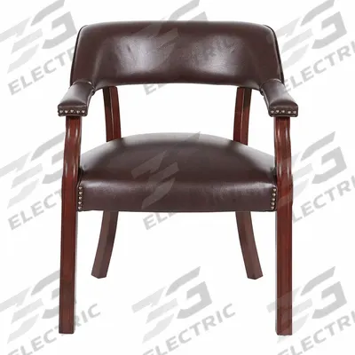 OFFICE STAR Captain's Chair: Red, Mahogany, 4 Casters/Glides, 25 1/8 in Overall Wd - Accent Chairs