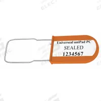 UNIVERSEAL Padlock Seals: Orange, Plastic, 100 lb Breaking Strength, 1 3/16 in Hasp Lg, 50 PK (MPN UPAD-PC ORANGE50). Key specifications — Brand: UNIVERSEAL; Marking Color: Black; Marking Included: Numbers; Marking Message: Sealed; Marking Numbering: Sequential; Lock Material: Plastic.