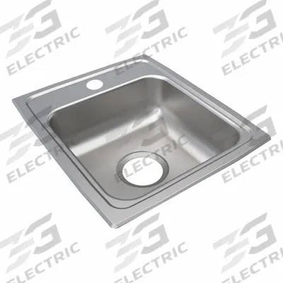 JUST MANUFACTURING Bowl Drop-In Sink: 17 1/2 in Overall Lg, 15 in Overall Wd - One-Bowl Counter-Mounted Kitchen & Bar Sinks without Faucets