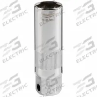 MILWAUKEE Spark Plug Socket: 3/8 in Drive Size, 5/8 in Socket Size, 6-Point, Deep, Chrome, SAE (MPN 48-22-9551). Key specifications — attr1204270: Chrome; attr1204275: MILWAUKEE; attr1204284: Deep; attr1204287: Not Tether Capable.