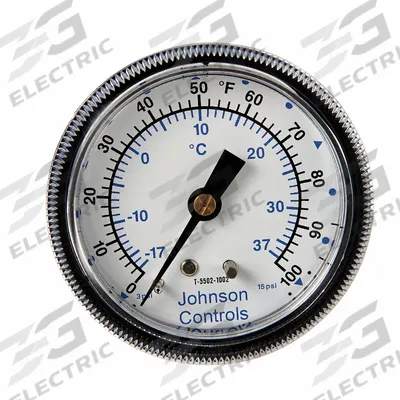 JOHNSON CONTROLS Pneumatic Temperature Indicator: 3 1/2 in Overall Dia, 0°F to 100°F - Pneumatic Temperature Indicators