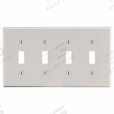HUBBELL Wall Plate: Toggle, 4 Gang, Almond - General Purpose Wall Plates