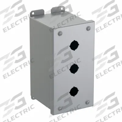HAMMOND Push Button Enclosure: 22mm, 3 Holes, Carbon Steel - Enclosures for 22mm Operators