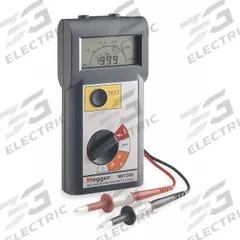 MEGGER Megohmmeter: 100 ohm to 1 gigohm, CAT III 600V, IP40, Digital, No Output, Test Volt 500V DC (MPN MIT200). Key specifications — IP Rating: IP40; Test Voltage: 500V DC; Brand: MEGGER.