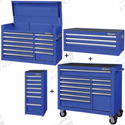 WESTWARD Rolling Cabinet Kit: 32 Drawers, Heavy Duty, Keyed - Heavy-Duty Top Chest, Intermediate Chest, Side & Rolling Cabinet Combos